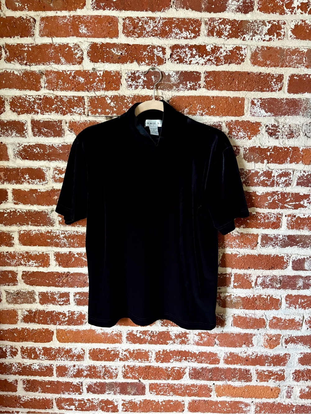 Y2K Summit Hill Black Velvet / Velour Mock Neck Top